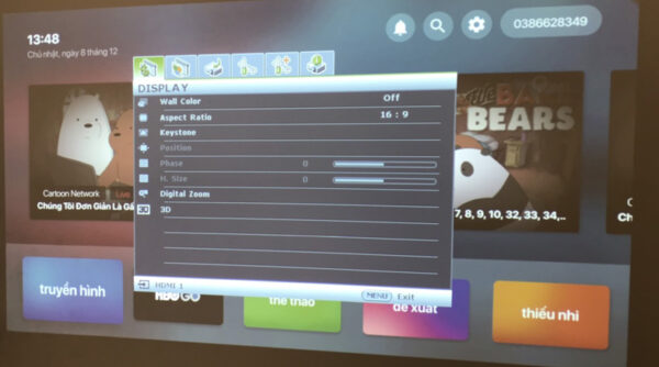 chỉnh tỷ lệ hình máy chiếu ben q