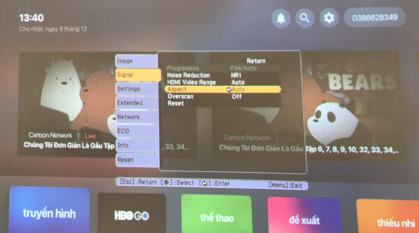 chỉnh tỷ lệ hình ảnh máy chiếu epson