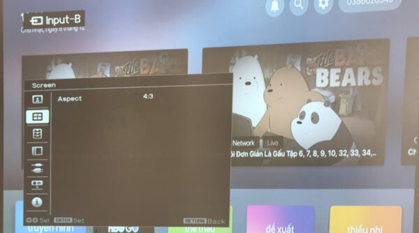 chỉnh tỷ lệ hình ảnh máy chiếu sony